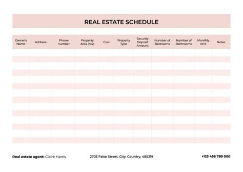 Free Simple Town Home Real Estate Schedule Template