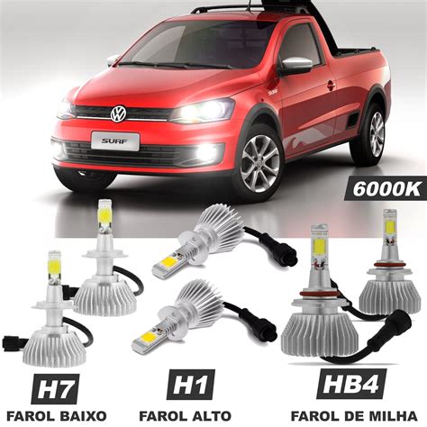 Kit Lampada Super Led Saveiro G G Farol Alto Baixo E Milha R