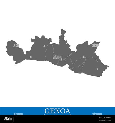 High Quality Map Of Genoa Is A City Of Italy With Borders Of Districts Stock Vector Image And Art