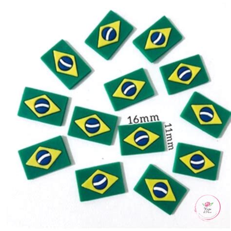 Aplique Mini Bandeira Do Brasil Emborrachada X Mm Unidades