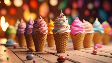 Premium Photo Delicious Ice Cream Cones