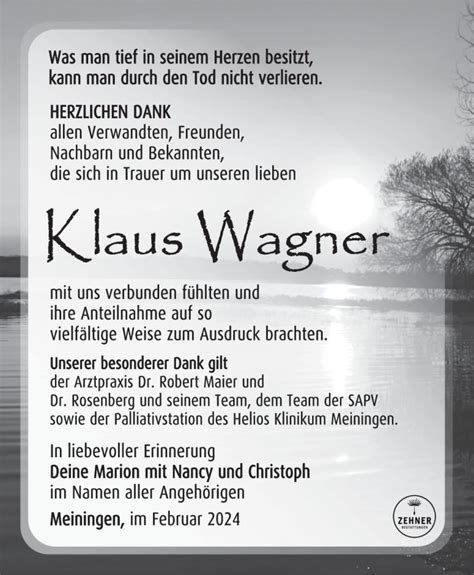 Klaus Wagner Trauerportal Zehner