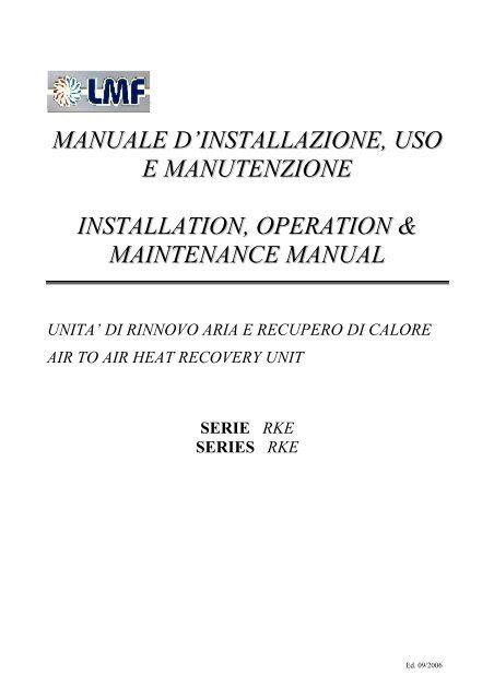 Manuale D Installazione Uso E Manutenzione Installation Vortvent