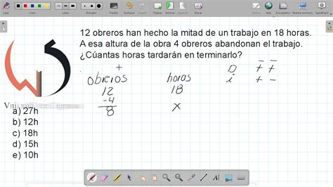 Ejercicio Obreros Han Hecho La Mitad De Un Trabajo En Horas A