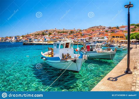 Fishing Boats In Port In Island Halki In Greece Editorial Stock Image