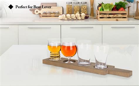 MyGift 5 Piece Variety Craft Beer Tasting Flight Set With 4 Glasses