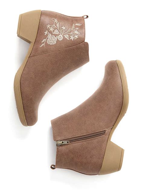 Wide Width Embroidered Booties Penningtons