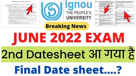 Breaking News Ignou Released Nd Tentative Date Sheet For The June