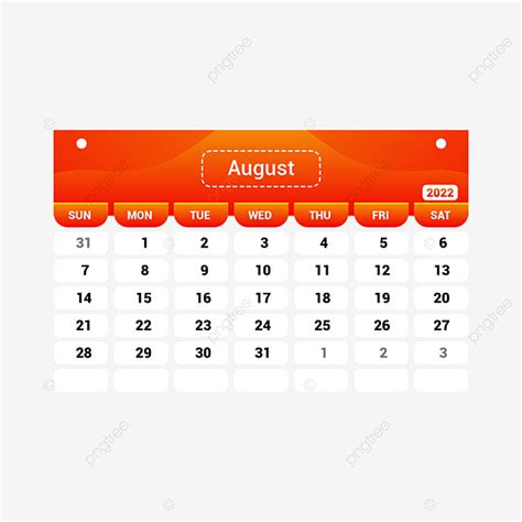 August Calendar Vector Hd Png Images August Calendar Design With