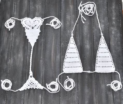 Extreme Micro Bikini Crochet Thong Set Erotic Bikini Teeny Etsy