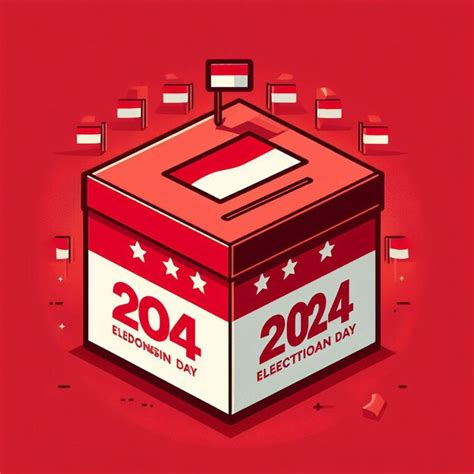 Premium Ai Image Indonesian Election Day 2024 Box Vector Red Background