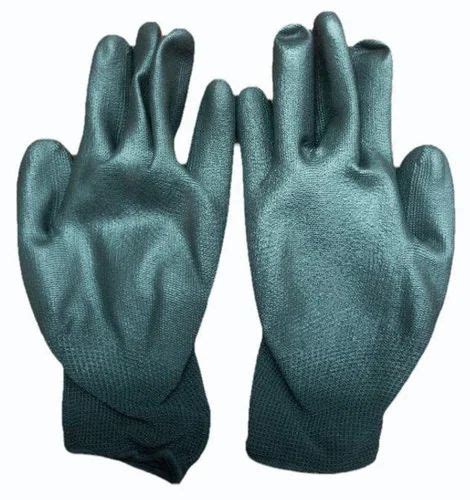 Ce Gauge Black Polyester Lining Black Pu Coated Gloves Size