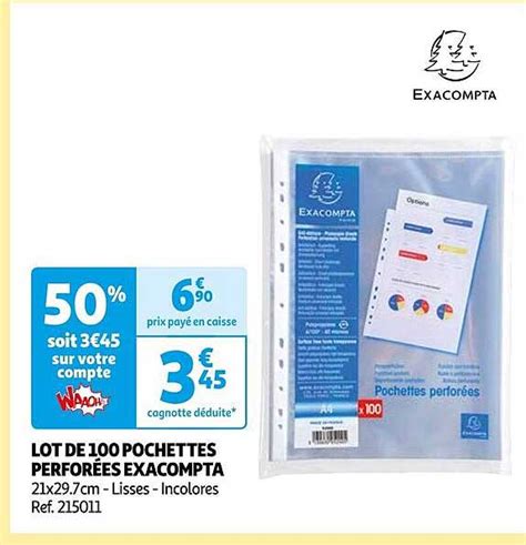 Promo Lot De Pochettes Perfor Es Exacompta Chez Auchan Icatalogue Fr