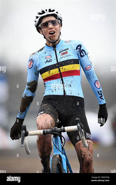 Belgian Sanne Cant Celebrates As She Crosses The Finish Line To Win The