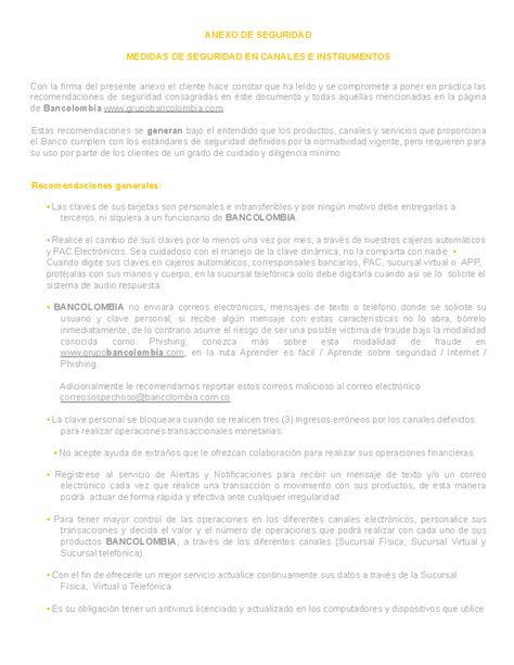 Recomendaciones De Seguridad Anexo De Seguridad Medidas De Seguridad En Canales E Instrumentos