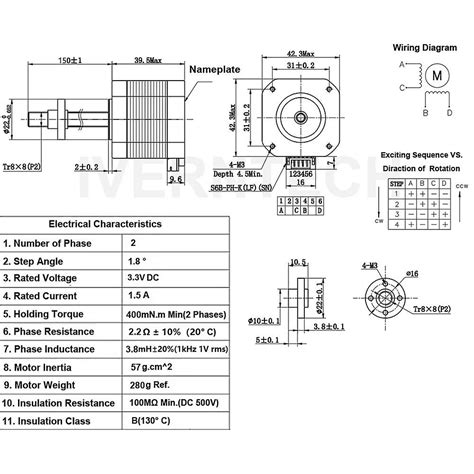 Iverntech Nema 17 Stepper Motor With Integrated 400mm T8 Lead Screw For