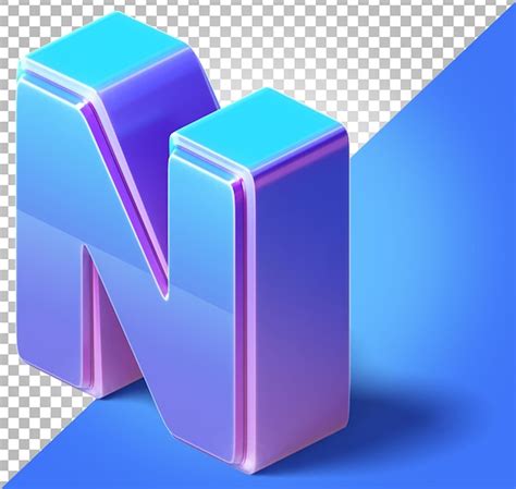 N letra 3d isométrica PSD Premium