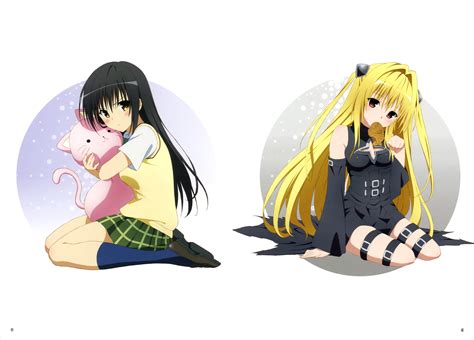 To Love Ru Black Hair Blonde Hair Blush Food Golden Darkness