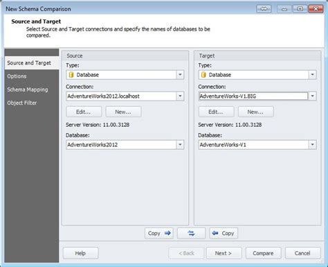 Sql Server How To Compare The Schema Of Two Databases With Schema Compare Sql Authority With