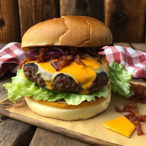 Delicioso Hambúrguer Do Chef Com Queijo Cheddar E Carne Ideia De