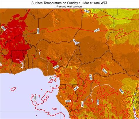 Cameroon Surface Temperature On Saturday 05 Aug At 1am Wat