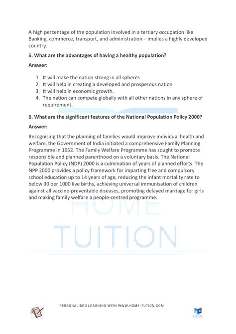 Ncert Solutions For Class Geography Chapter Population