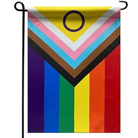 New Intersex Progress Pride Rainbow Garden Flag Inclusive Poc Garden