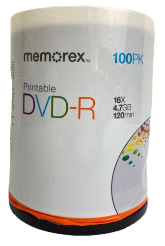 Memorex Pack Spindle Printable Dvd R X Gb Min Pk New