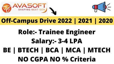 Avasoft Hiring 2022 2021 2020 Off Campus Drive How To Apply