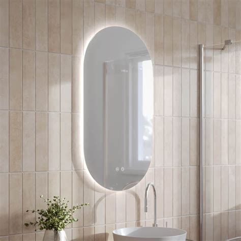 Ingrain Pill Shaped Frameless Backlit Led Mirror 500mm By 900mm — The