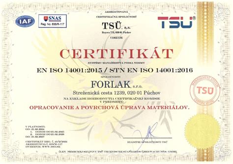 CERTIFIKÁCIA FORLAK s r o Mokré lakovanie kovov a plastov