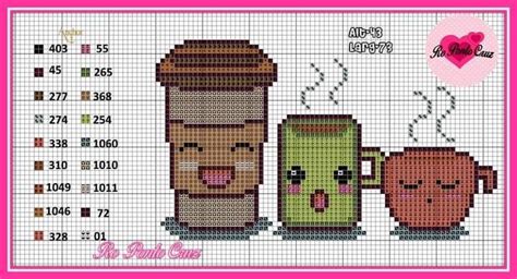 A Cross Stitch Pattern With Two Coffee Mugs