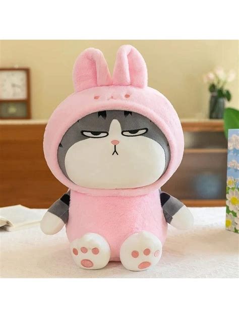 Peluche Gato Emperador Enojon Disfrazado De Conejo Kawaii Cm Shein