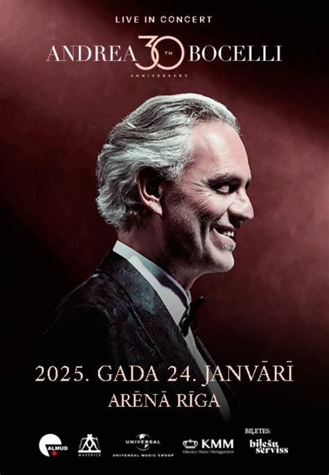 Andrea Bocelli Concert 24 01 2025 Arēna Rīga Biļešu Serviss