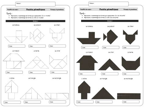 Tangram Puzzles G Om Triques Le M Li M Lo Orph Ecole