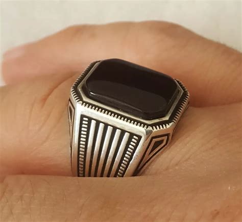 Bague Homme Argent Onyx Noir Clearance Fabricadascasas