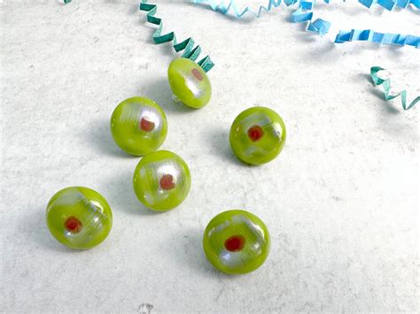 Chartreuse Fused Glass Buttons Round With Shank Five Eigths Inch 15mm Diameter Spring Green