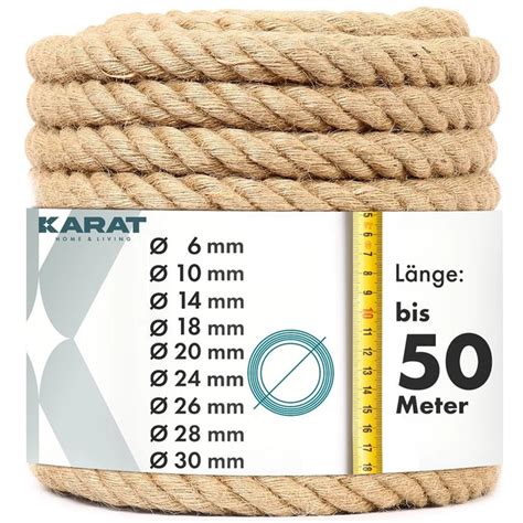 Karat Juteseil Ø 20 mm Kletterseil Extra Stark Universell Einsetzbar