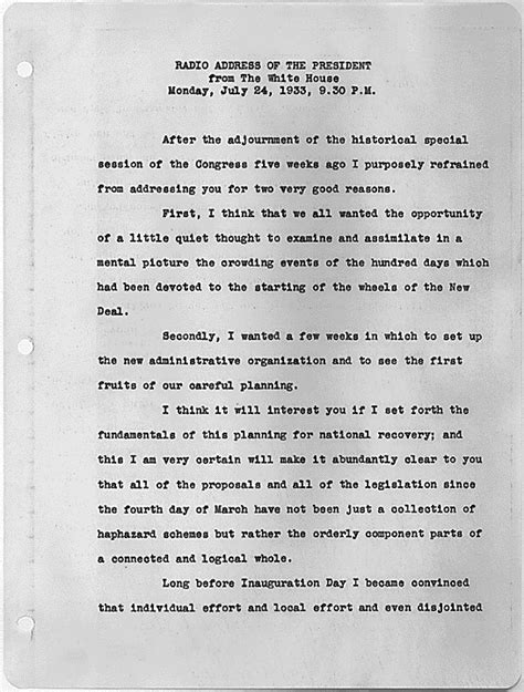 FDR's Fireside Chat on the Recovery Program | National Archives