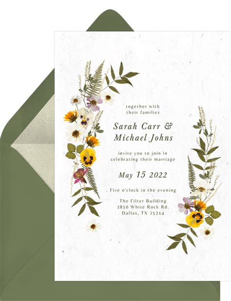 Pressed Florals Invitations Greenvelope