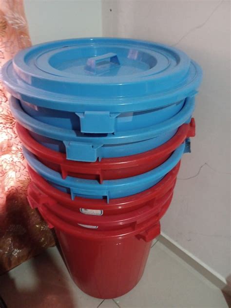 130l23gallon Plastic Water Pail With Cover Tong Air Besar Huge