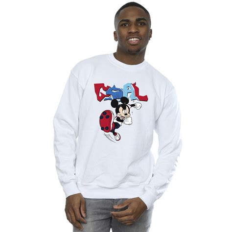 Disney Mens Mickey Mouse Goal Striker Pose Sweatshirt