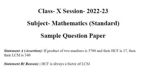 Statement A Assertion If Product Of Two Numbers Is And Their