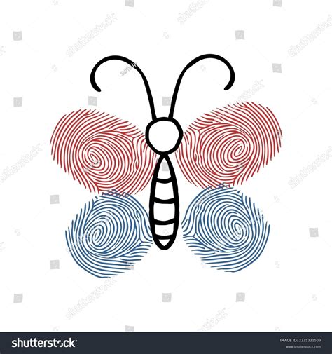 Colorful Fingerprint Butterfly Cartoon Illustration Idea Stock Vector ...