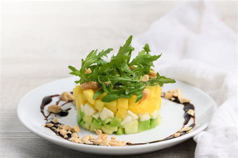 Salad With Avocado Mango And Mozzarella Stock Image Image Of Hour