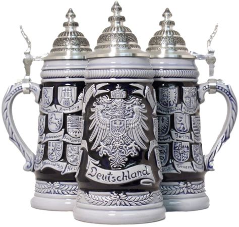 German Beer Stein Blue Crest Deutschland - Authentic Beer Steins from Germany - 1001BeerSteins.com