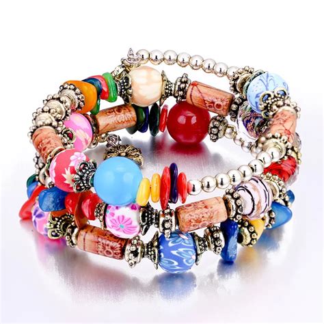 Fashion Woman Boho Multilayer Beads Charm Bracelets For Women Vintage