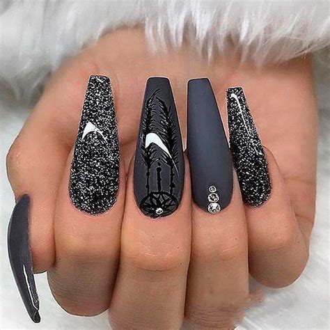 The Best 23 Coffin Pretty Black Nail Designs