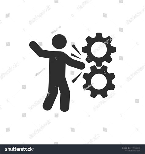 Hand Stuck Gears Icon Occupational Injury Stock Vector Royalty Free