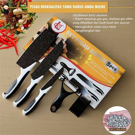 Jual Pisau Hitam Set 5 In 1 Pisau Dapur Set Serbaguna MRG Shopee